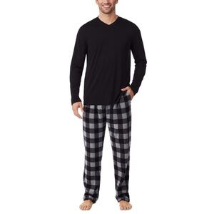 Mens cuddle duds M cabin fleece pj set nwt pajamas blue